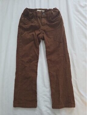 Lands' End Boy's Brown Corduroy Straight Leg Pants, Adjustable Waist, Size 4